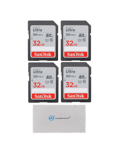 Paquete de 4 Tarjetas SDHC 32GB SanDisk Ultra + Paño