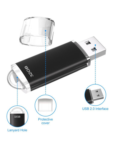 Paquete 2 Unidades Flash USB 2.0 32GB Xinway Negro Azul