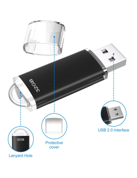 Paquete 2 Unidades Flash USB 2.0 32GB Xinway Negro Azul