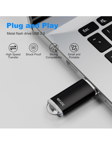 Paquete 2 Unidades Flash USB 2.0 32GB Xinway Negro Azul