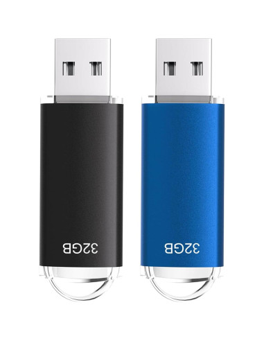 Paquete 2 Unidades Flash USB 2.0 32GB Xinway Negro Azul