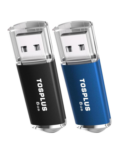 Paquete 2 Unidades Memoria USB 8GB TOSPLUS Negro/Azul