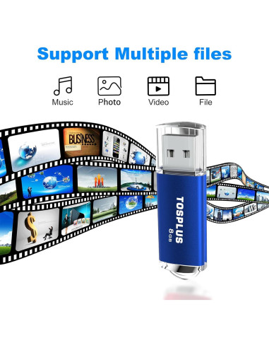 Paquete 2 Unidades Memoria USB 8GB TOSPLUS Negro/Azul