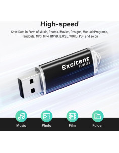 Unidad Flash USB 64GB Excitent Alta Velocidad Negro 2