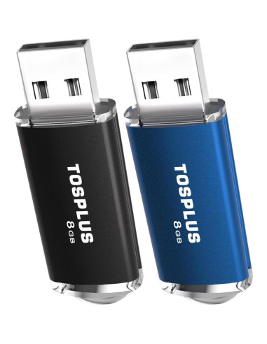 Paquete 2 Unidades Memoria USB 8GB TOSPLUS Negro/Azul