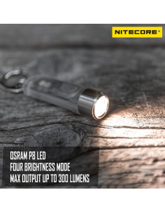 Linterna de Llavero Nitecore Tiki 300 Lúmenes Recargable USB-C 2