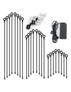 Bridas de Silicona Reutilizables 24PK - 15cm, 30cm, 45cm - Negro