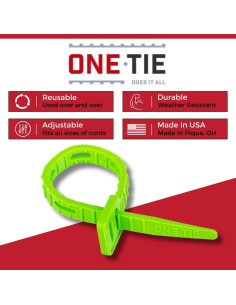 Bridas Reutilizables ONE TIE 20.32 cm Verde - 10 Piezas 2