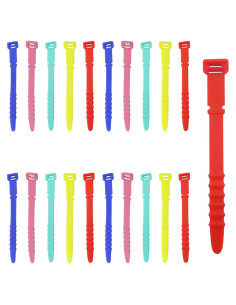 20 Bridas de Silicona Reutilizables Verkelly 111mm Multicolor