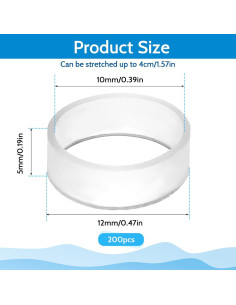 200 Bandas Elásticas de Silicona Transparentes Sliverdew 12mm 2