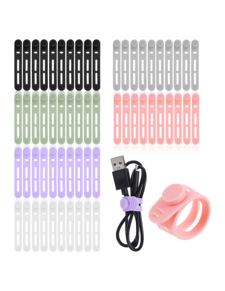 Paquete de 60 Bridas de Silicona Reutilizables Guduling 8 mm