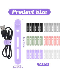 Paquete de 60 Bridas de Silicona Reutilizables Guduling 8 mm 2