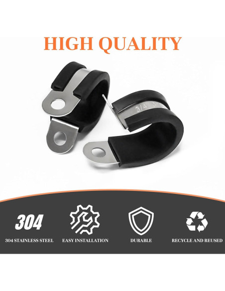 50 Abrazaderas de Cable 1" Acero Inoxidable UCANVIN con Goma