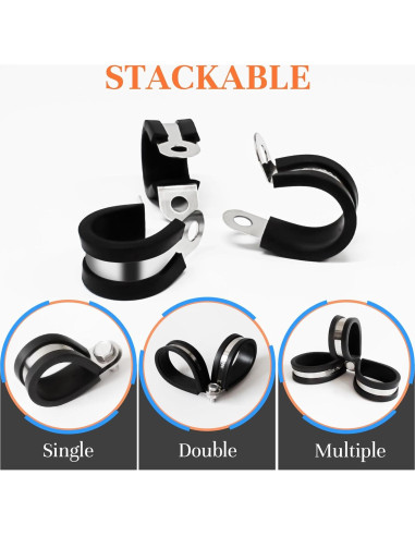 50 Abrazaderas de Cable 1" Acero Inoxidable UCANVIN con Goma