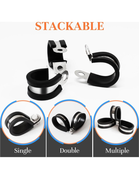 50 Abrazaderas de Cable 1" Acero Inoxidable UCANVIN con Goma
