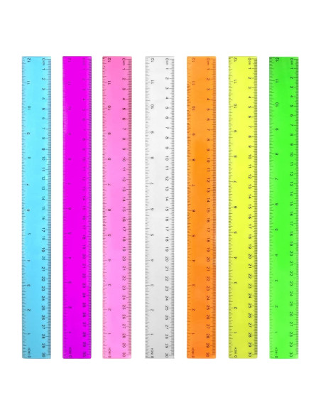 Reglas Plásticas Transparentes 30 cm - Paquete de 7 Colores DAGONGREN Reglas Plásticas Transparentes 30 cm - Paquete de 7 Colores DAGONGREN