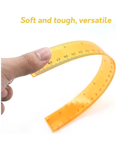 Reglas Plásticas Transparentes 30 cm - Paquete de 7 Colores DAGONGREN