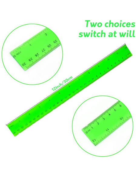 Reglas Plásticas Transparentes 30 cm - Paquete de 7 Colores DAGONGREN Reglas Plásticas Transparentes 30 cm - Paquete de 7 Colores DAGONGREN