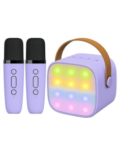 Máquina de Karaoke Inalámbrica UMEIJA con 2 Micrófonos Púrpura