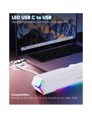 Altavoces Multimedia LENRUE G11 USB C para PC y Laptop