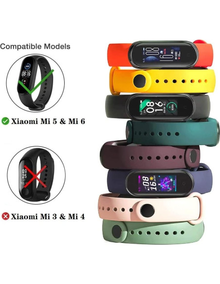 Correas de Silicona Suave Xiaomi Mi 5/6/7 y Amazfit Band 5/6 - 8 Pack