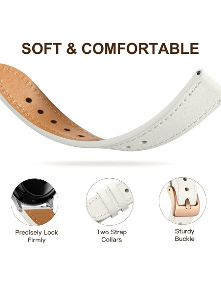 Correa de Cuero GEAK 20mm para Samsung Galaxy Watch 7/6/5/4 Beige