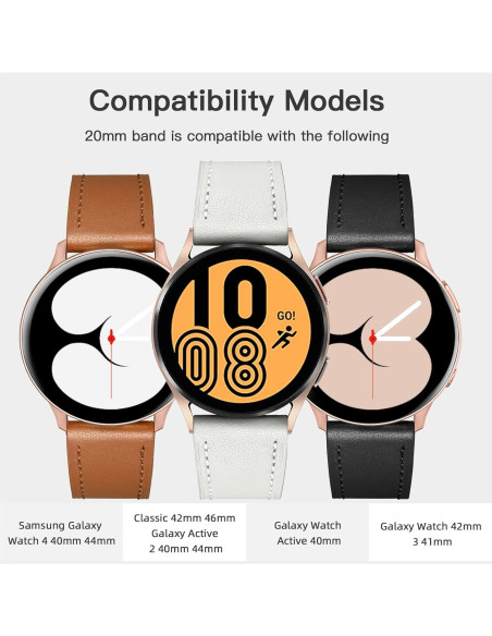 Correa de Cuero GEAK 20mm para Samsung Galaxy Watch 7/6/5/4 Beige