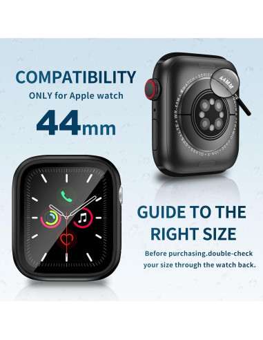 Funda Impermeable para Apple Watch 44mm - Protector Vidrio Templado