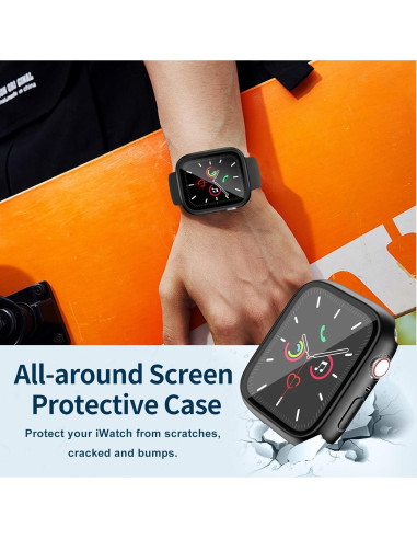 Funda Impermeable para Apple Watch 44mm - Protector Vidrio Templado