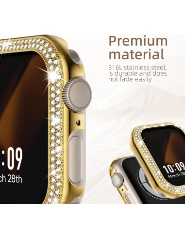 Funda Brillante Missair para Apple Watch 45mm Dorado