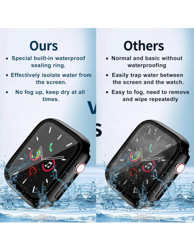 Funda Impermeable para Apple Watch 44mm - Protector Vidrio Templado
