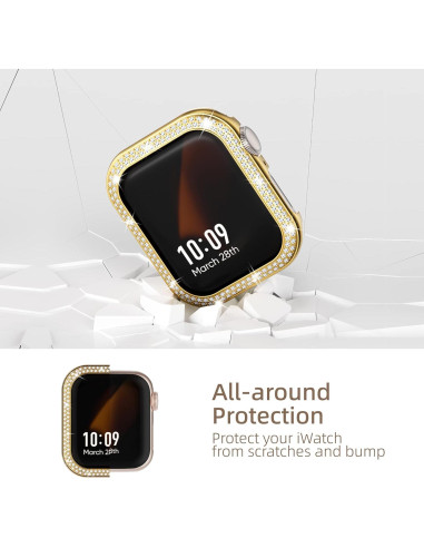 Funda Brillante Missair para Apple Watch 45mm Dorado