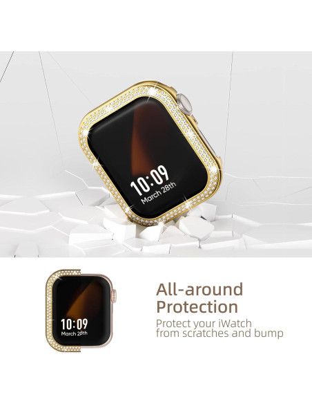 Funda Brillante Missair para Apple Watch 45mm Dorado