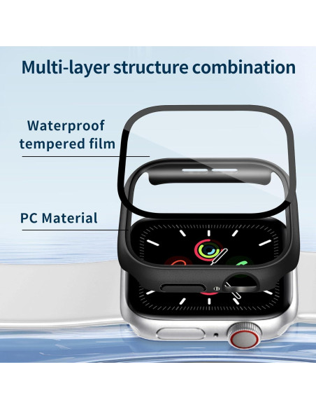 Funda Impermeable para Apple Watch 44mm - Protector Vidrio Templado