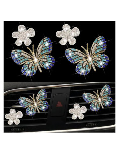Clips de Ventilación Bling Butterfly Jinshining 4Pcs Cristal Azul