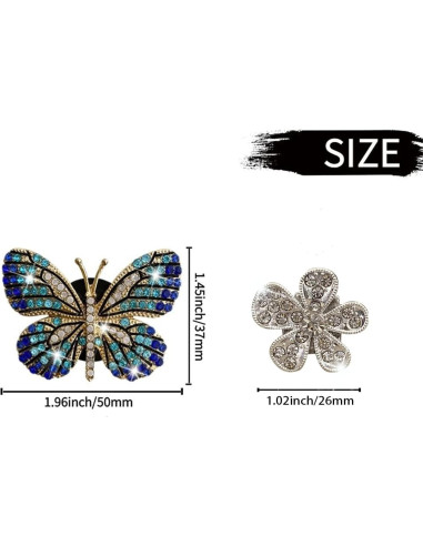 Clips de Ventilación Bling Butterfly Jinshining 4Pcs Cristal Azul