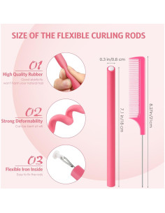 Varillas Flexibles para Rizar Cabello Syhood 30 Piezas Rosa 2