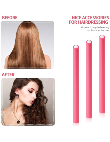 Varillas Flexibles para Rizar Cabello Syhood 30 Piezas Rosa