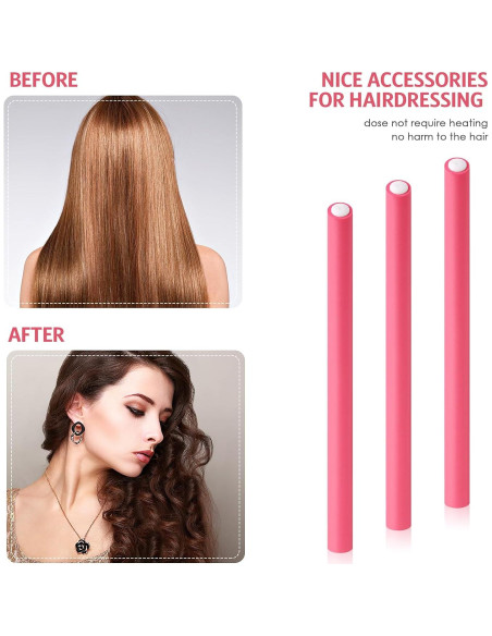 Varillas Flexibles para Rizar Cabello Syhood 30 Piezas Rosa