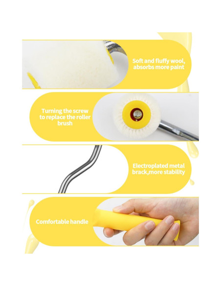 2 Mini Rodillos de Pintura de Espuma 1" Abvsdu - Herramienta Profesional