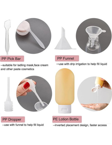 Juego de Botellas de Viaje ZLSSETEC 12 Piezas Aprobadas TSA