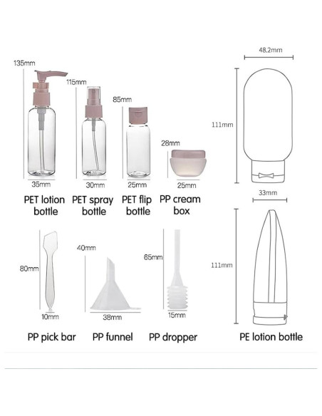 Juego de Botellas de Viaje ZLSSETEC 12 Piezas Aprobadas TSA