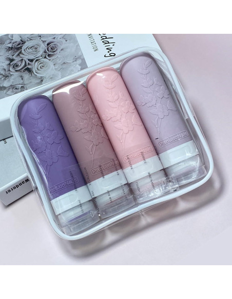 Botellas de Viaje PanLuoNais 3 Oz Silicona A Prueba de Fugas