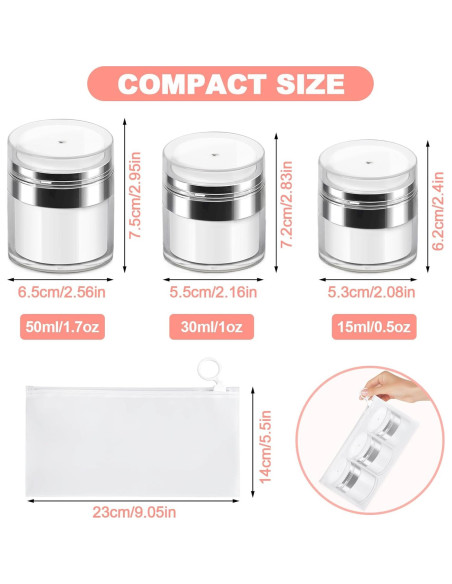 Tarros de bomba sin aire Sonfon - 3 tamaños para cosméticos