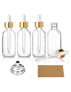 AOZITA 4 Botellas de Goteo de Vidrio 30ml con Tapa Dorada