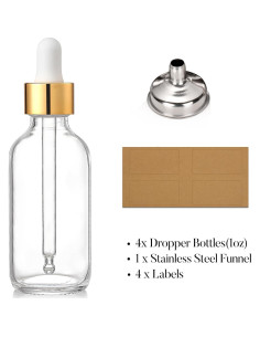 AOZITA 4 Botellas de Goteo de Vidrio 30ml con Tapa Dorada 2