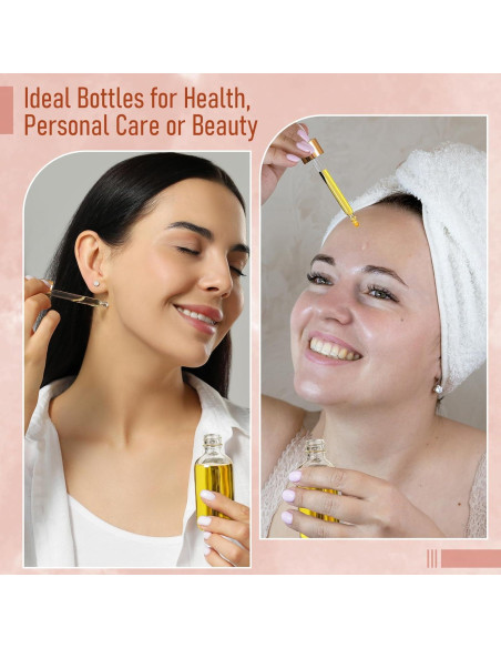 AOZITA 4 Botellas de Goteo de Vidrio 30ml con Tapa Dorada