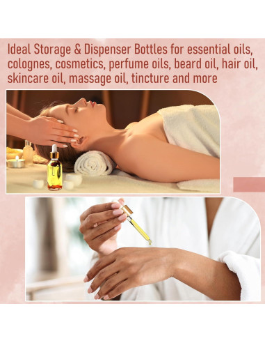 AOZITA 4 Botellas de Goteo de Vidrio 30ml con Tapa Dorada