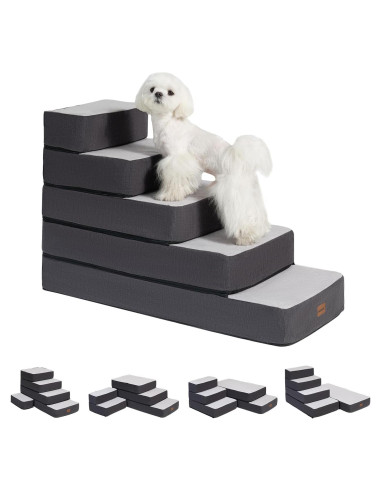 Escaleras Ajustables para Perros Garnpet 5 Pasos Antideslizantes Gris