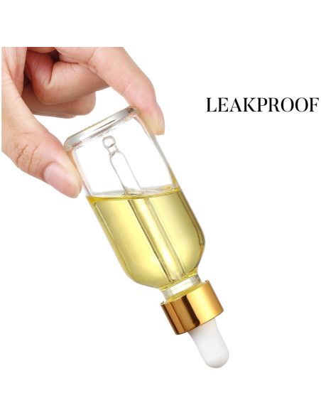 AOZITA 4 Botellas de Goteo de Vidrio 30ml con Tapa Dorada